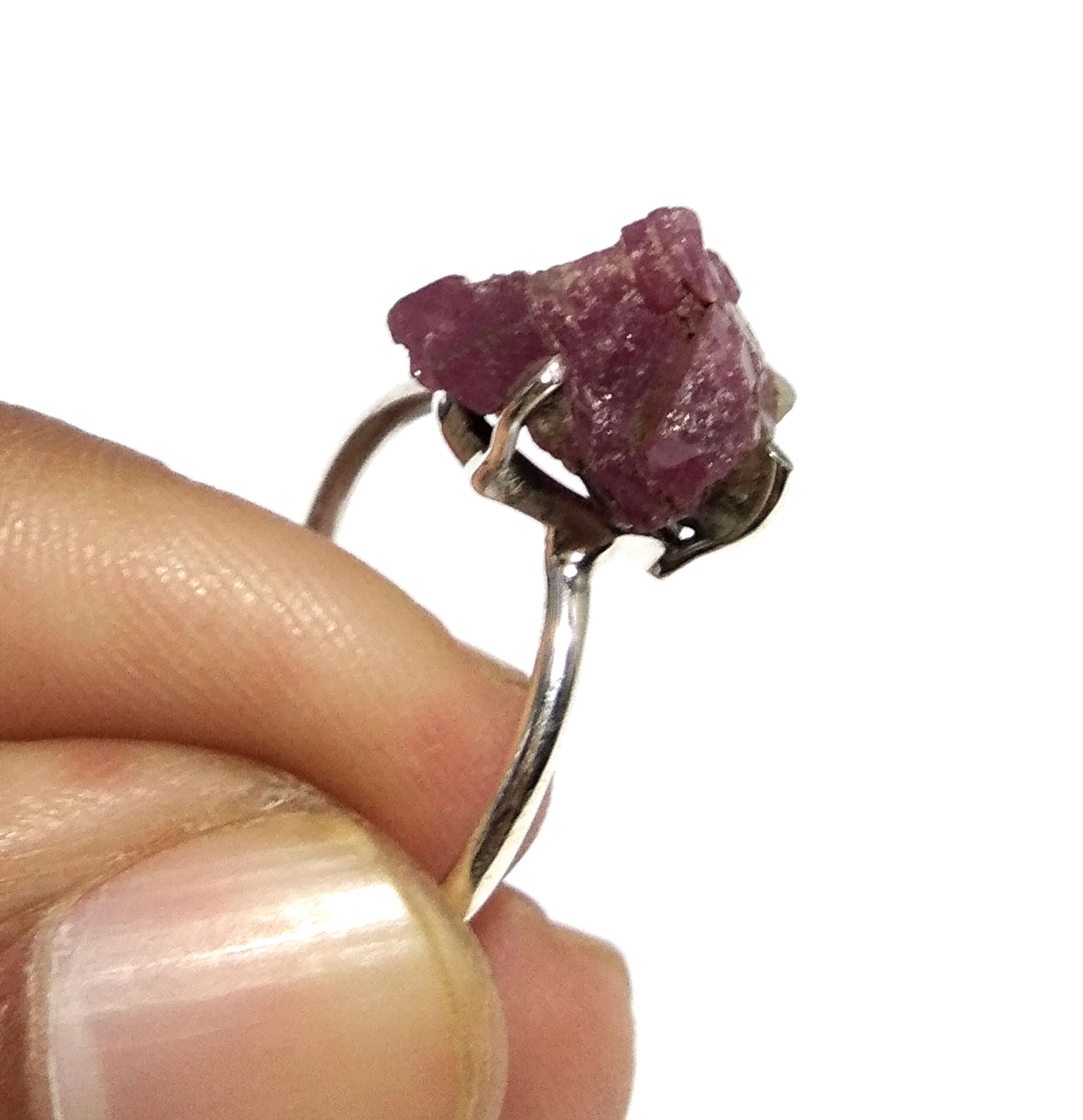 Natural Red Ruby Rough Gemstone Ring, 925 Solid Sterling Silver Ring, Red Ruby Stone Size 14x11 mm Handmade Ring, For Gift Birthday Ring